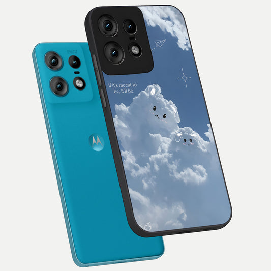 Cloud Bunny Dreams phone case For Moto Edge50 Pro showing premium glass back cover with detailed artwork