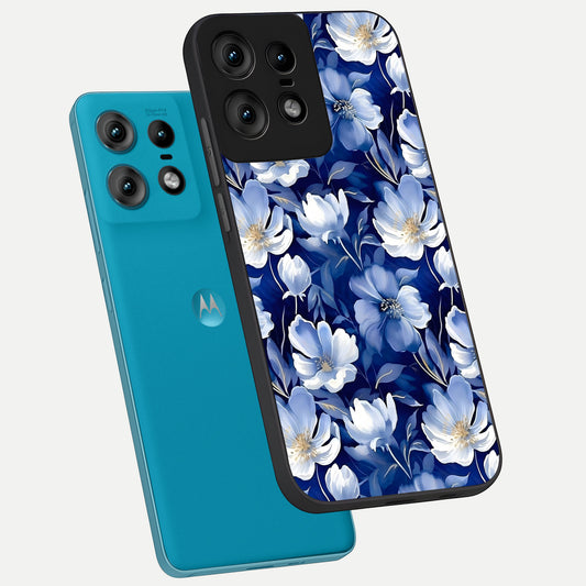 Cute Floral Patterns phone case For Moto Edge50 Pro showing premium glass back cover with detailed artwork