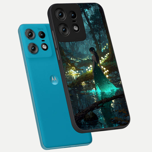 Enchanted Forest Glow phone case For Moto Edge50 Pro showing premium glass back cover with detailed artwork