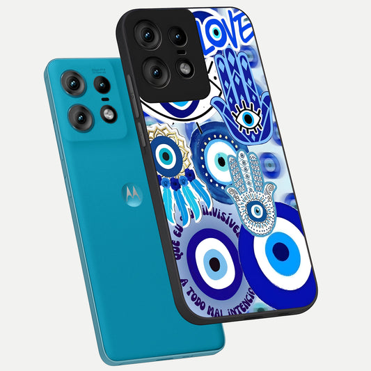Evil Eyes Dream phone case For Moto Edge50 Pro showing premium glass back cover with detailed artwork