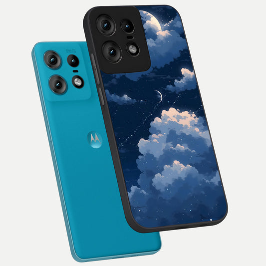Moon Dream Haze phone case For Moto Edge50 Pro showing premium glass back cover with detailed artwork