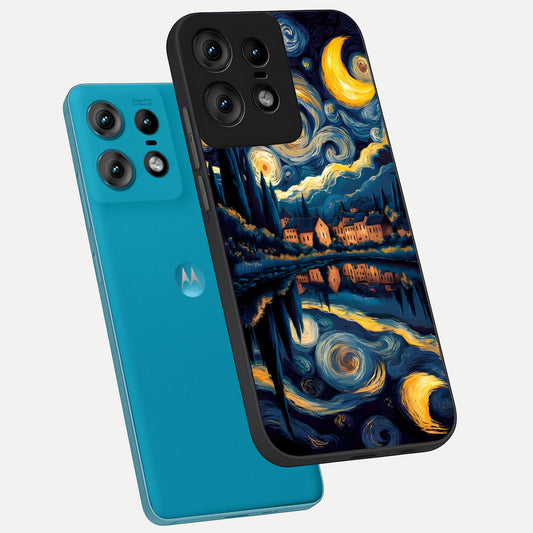 Starry Sky Serenity phone case For Moto Edge50 Pro showing premium glass back cover with detailed artwork