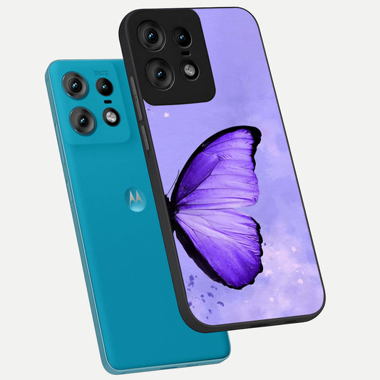 Violet Dream Wing phone case For Moto Edge50 Pro showing premium glass back cover with detailed artwork