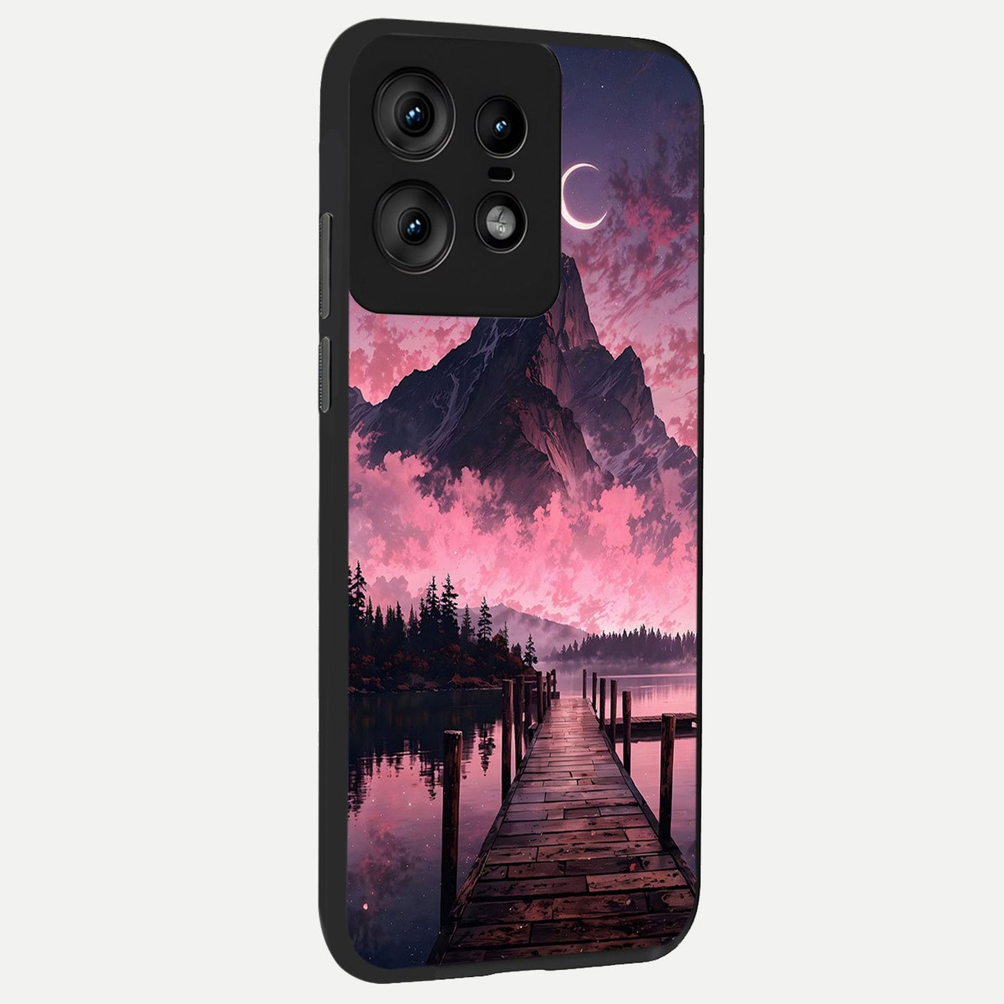 Beautiful Mountain View back cover For Moto Edge50 Pro slim fit glass case with vibrant aesthetic design