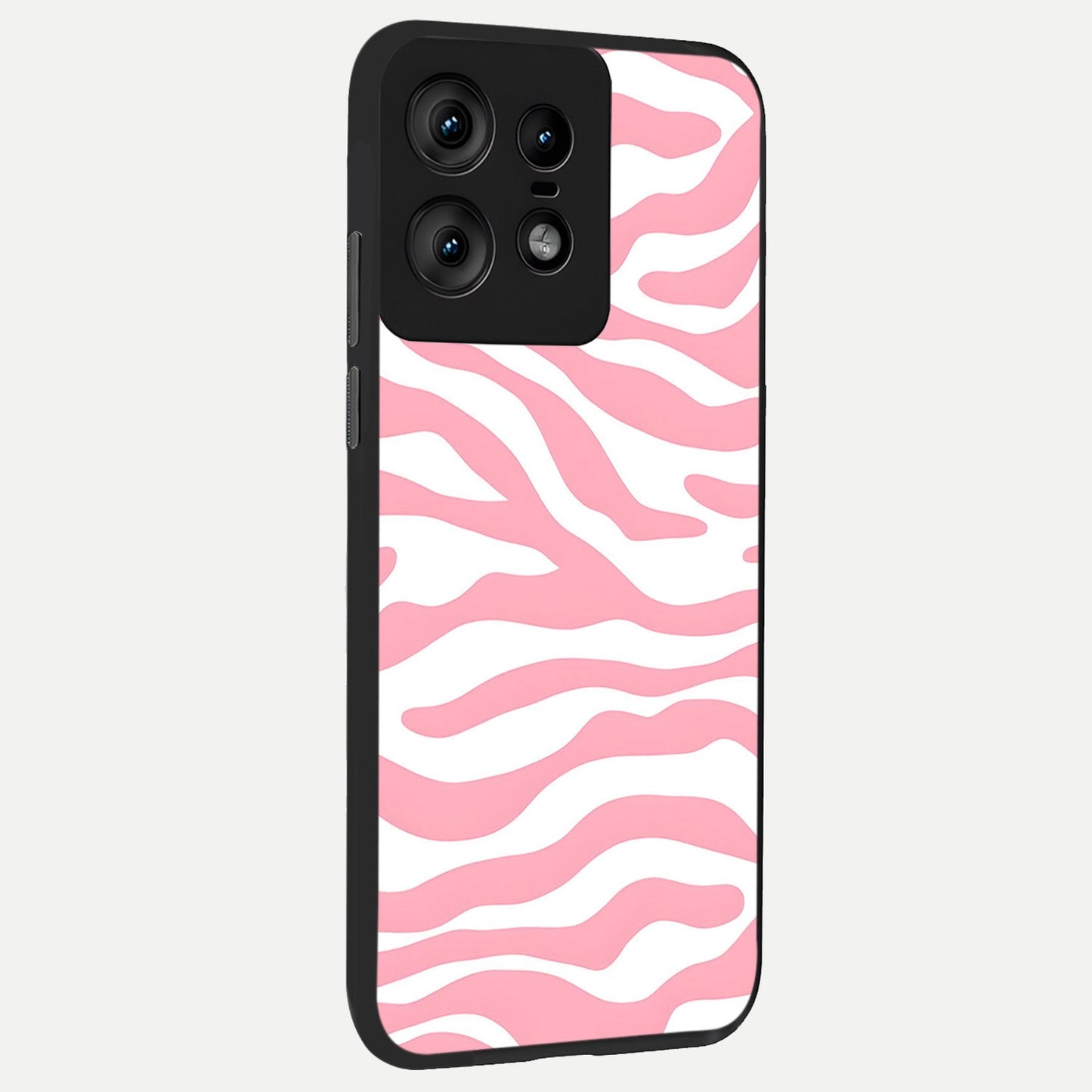 Blush Zebra Flow back cover For Moto Edge50 Pro slim fit glass case with vibrant aesthetic design