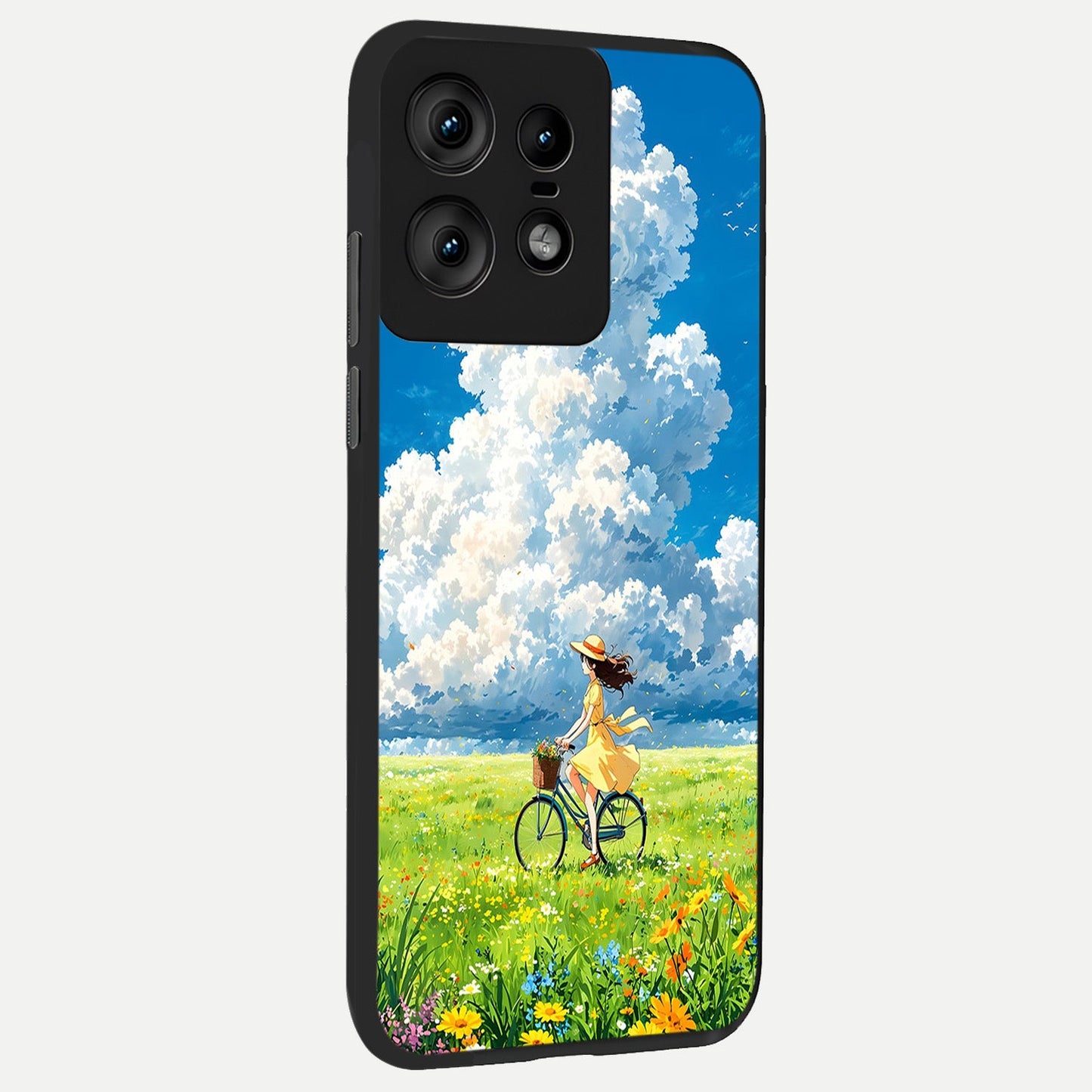 Breezy Meadow Ride back cover For Moto Edge50 Pro slim fit glass case with vibrant aesthetic design