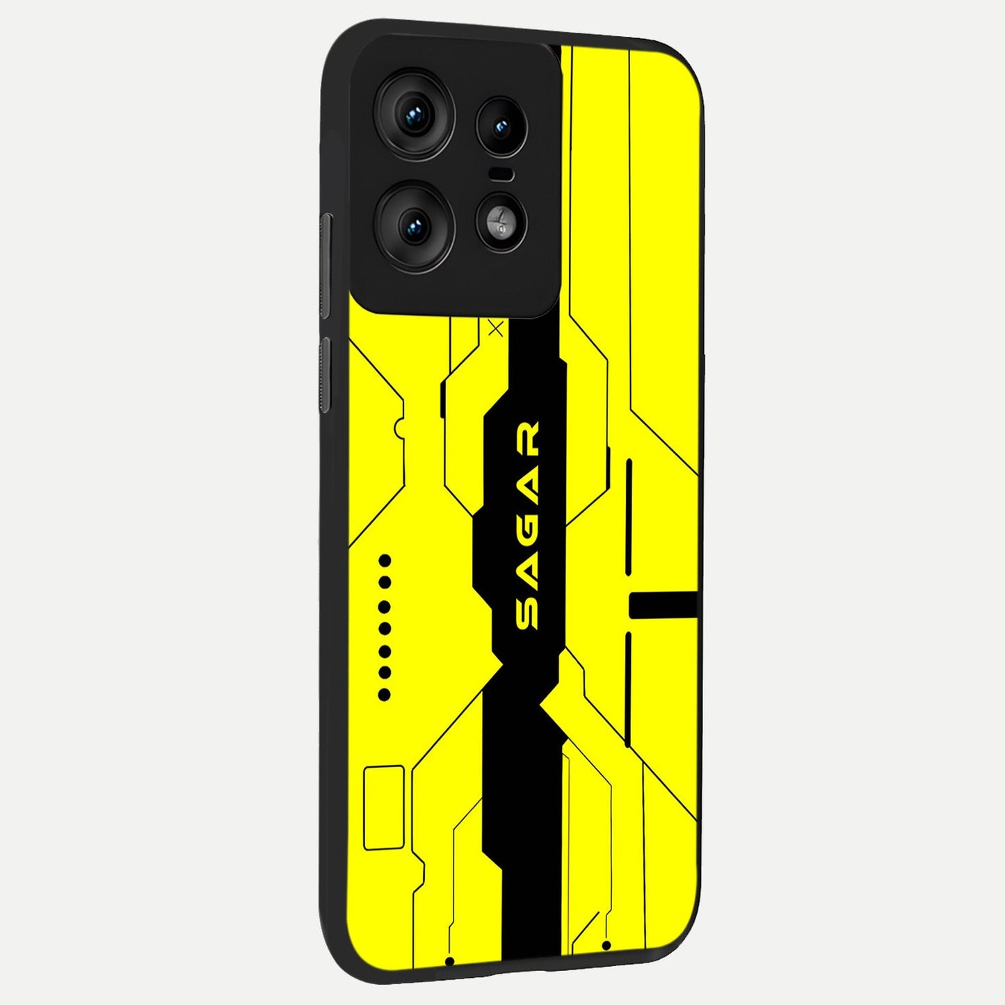 Circuit CYBERPUNK Custom Name back cover For Moto Edge50 Pro slim fit glass case with vibrant aesthetic design