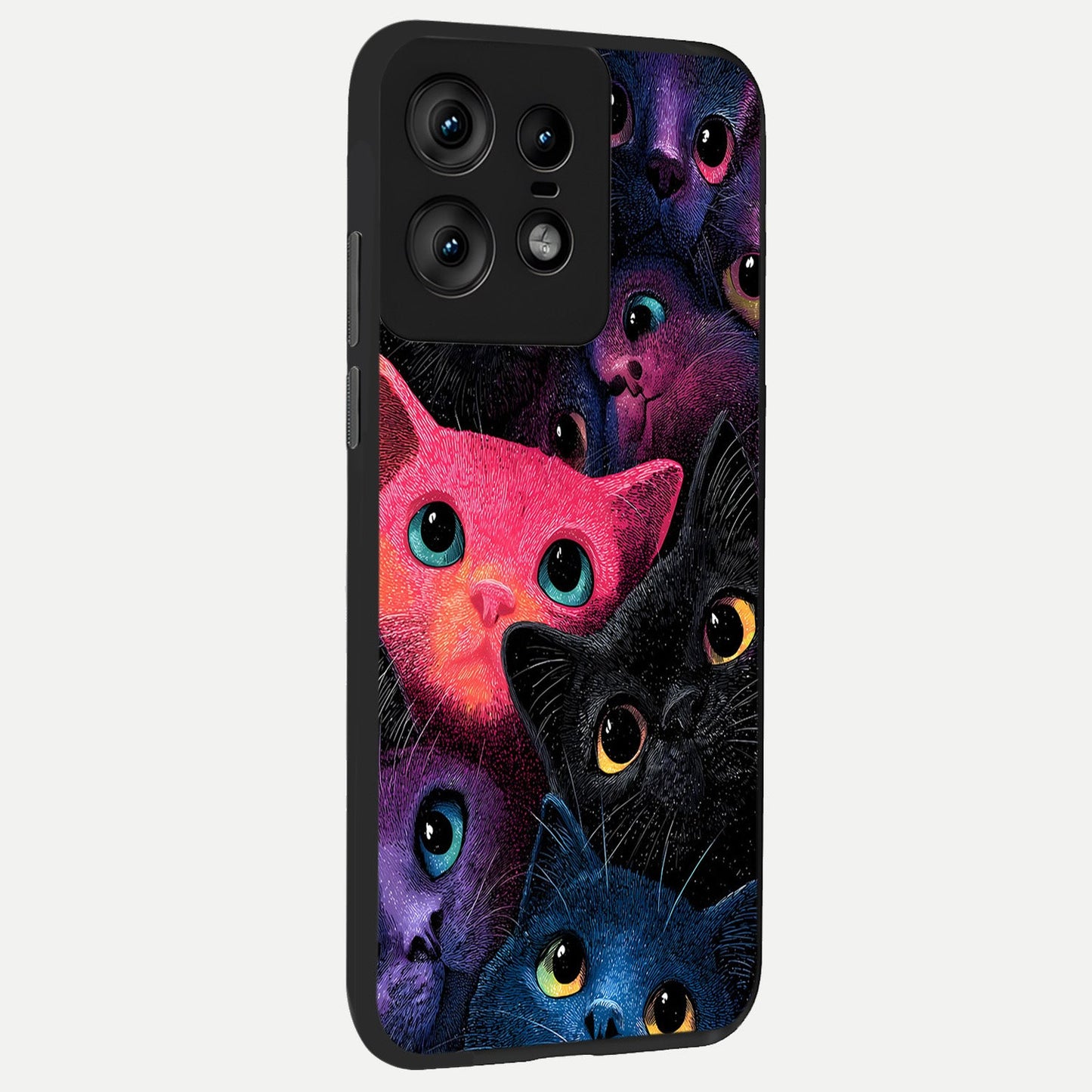 Cosmic Cats Dreams back cover For Moto Edge50 Pro slim fit glass case with vibrant aesthetic design