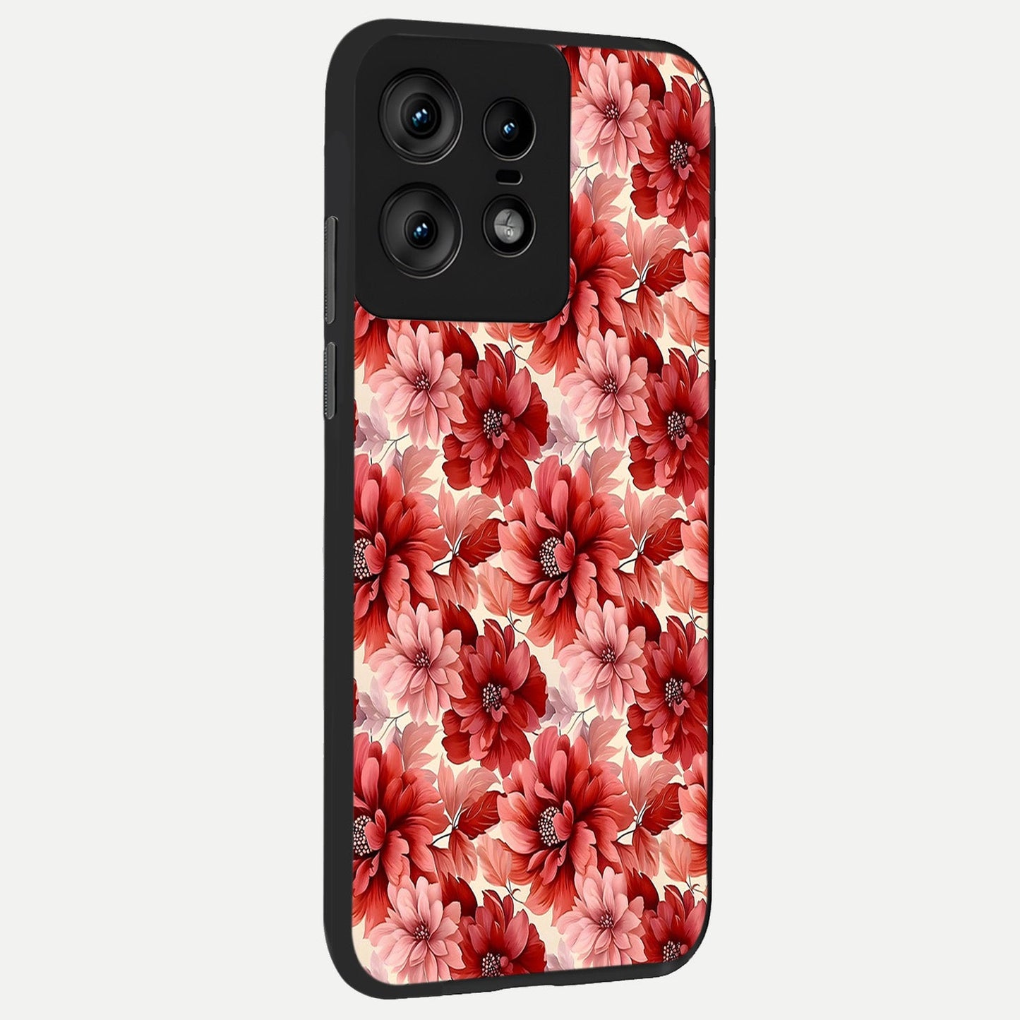Crimson Love Petals back cover For Moto Edge50 Pro slim fit glass case with vibrant aesthetic design