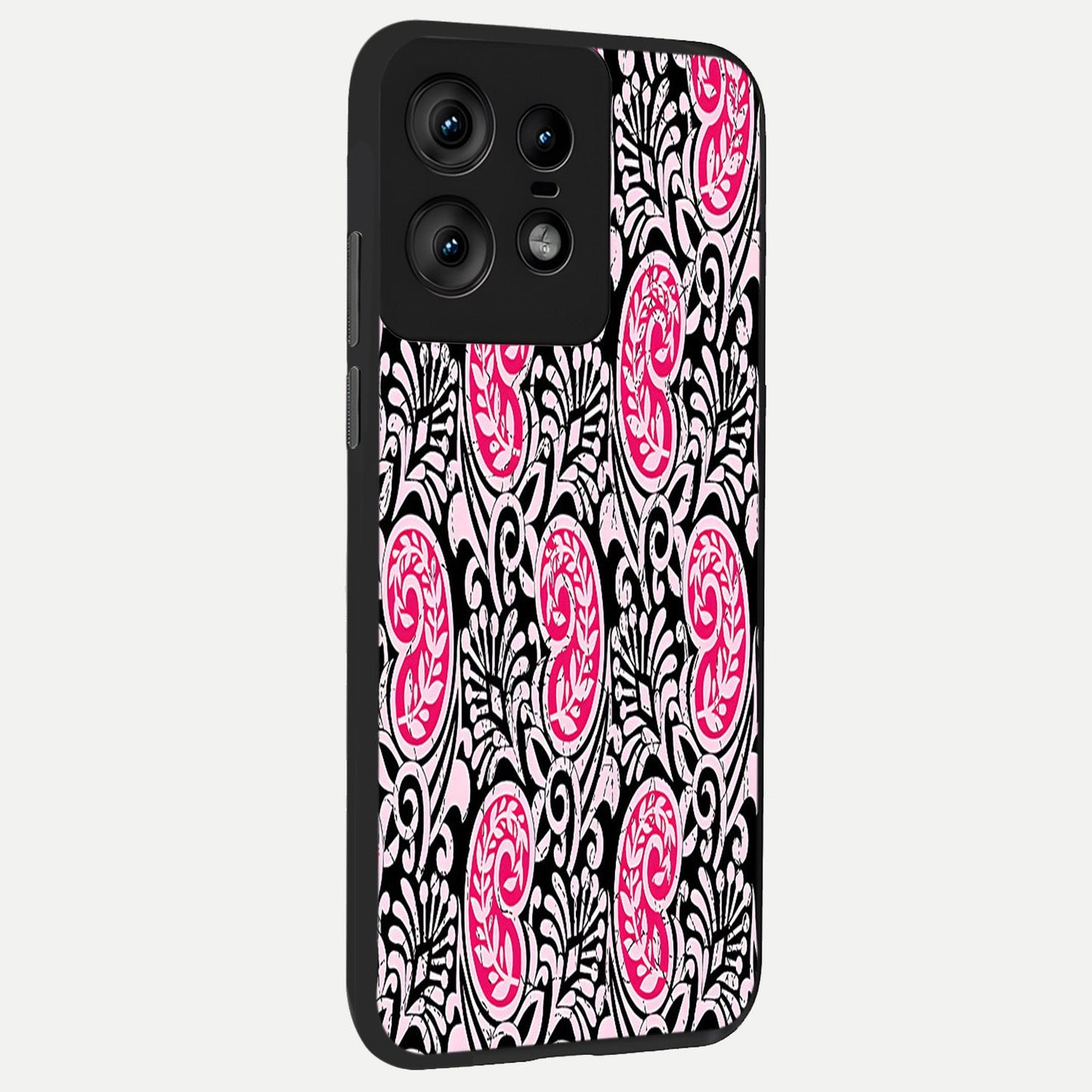 Crimson Paisley Charm back cover For Moto Edge50 Pro slim fit glass case with vibrant aesthetic design