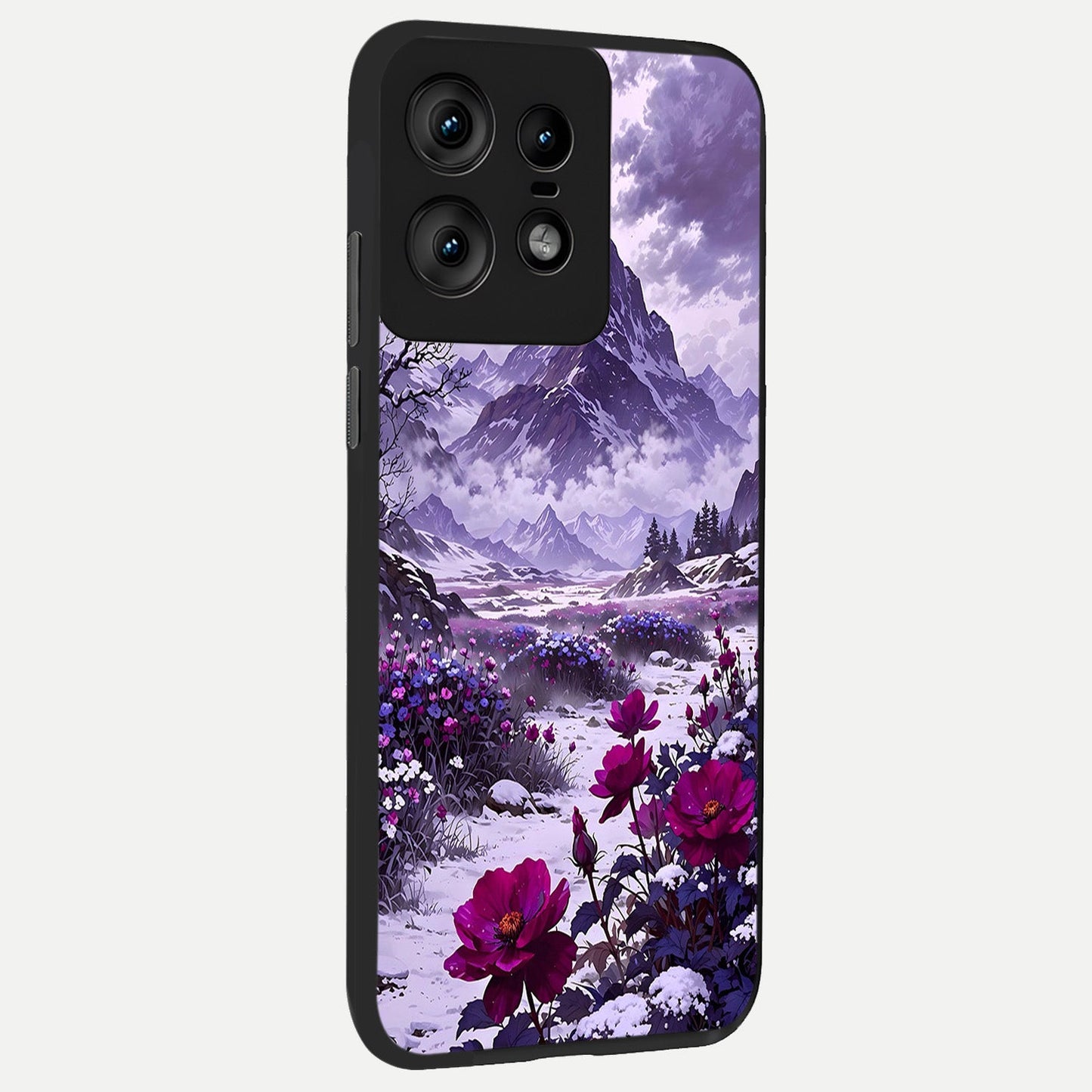 Flower Mountain View back cover For Moto Edge50 Pro slim fit glass case with vibrant aesthetic design