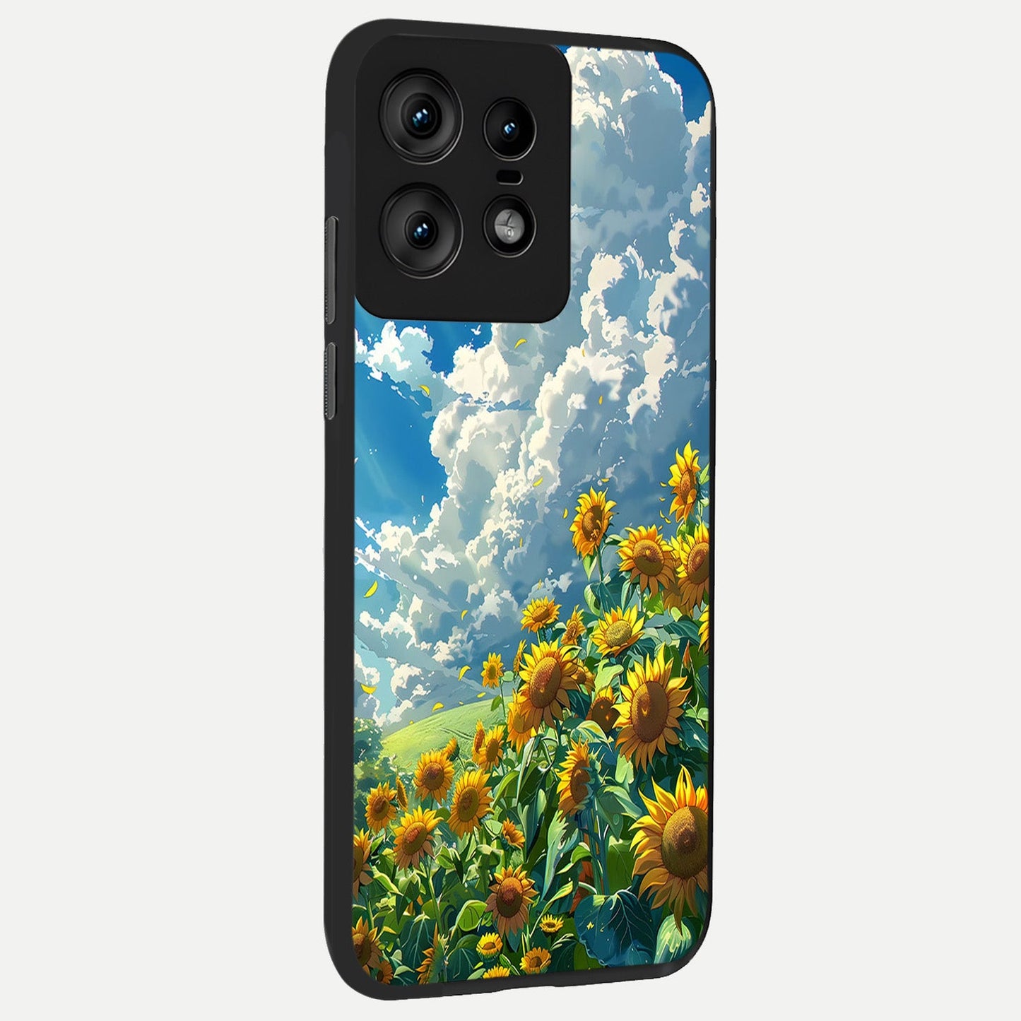 Golden Sun Glory back cover For Moto Edge50 Pro slim fit glass case with vibrant aesthetic design