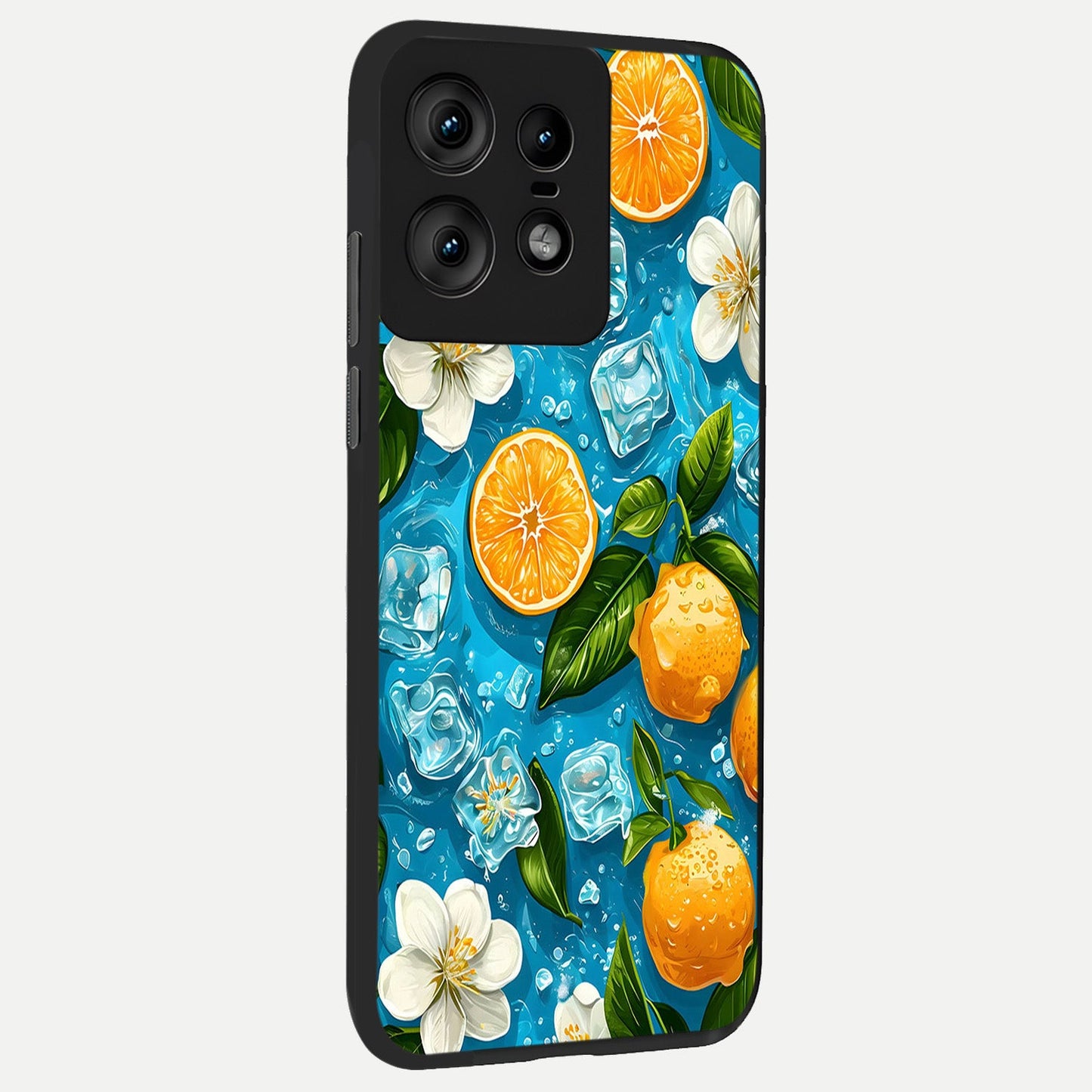 Ice Cube With Orange back cover For Moto Edge50 Pro slim fit glass case with vibrant aesthetic design