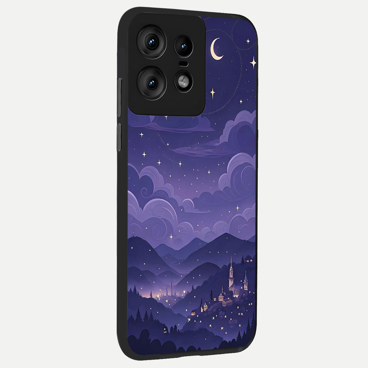 Minimal Night View back cover For Moto Edge50 Pro slim fit glass case with vibrant aesthetic design