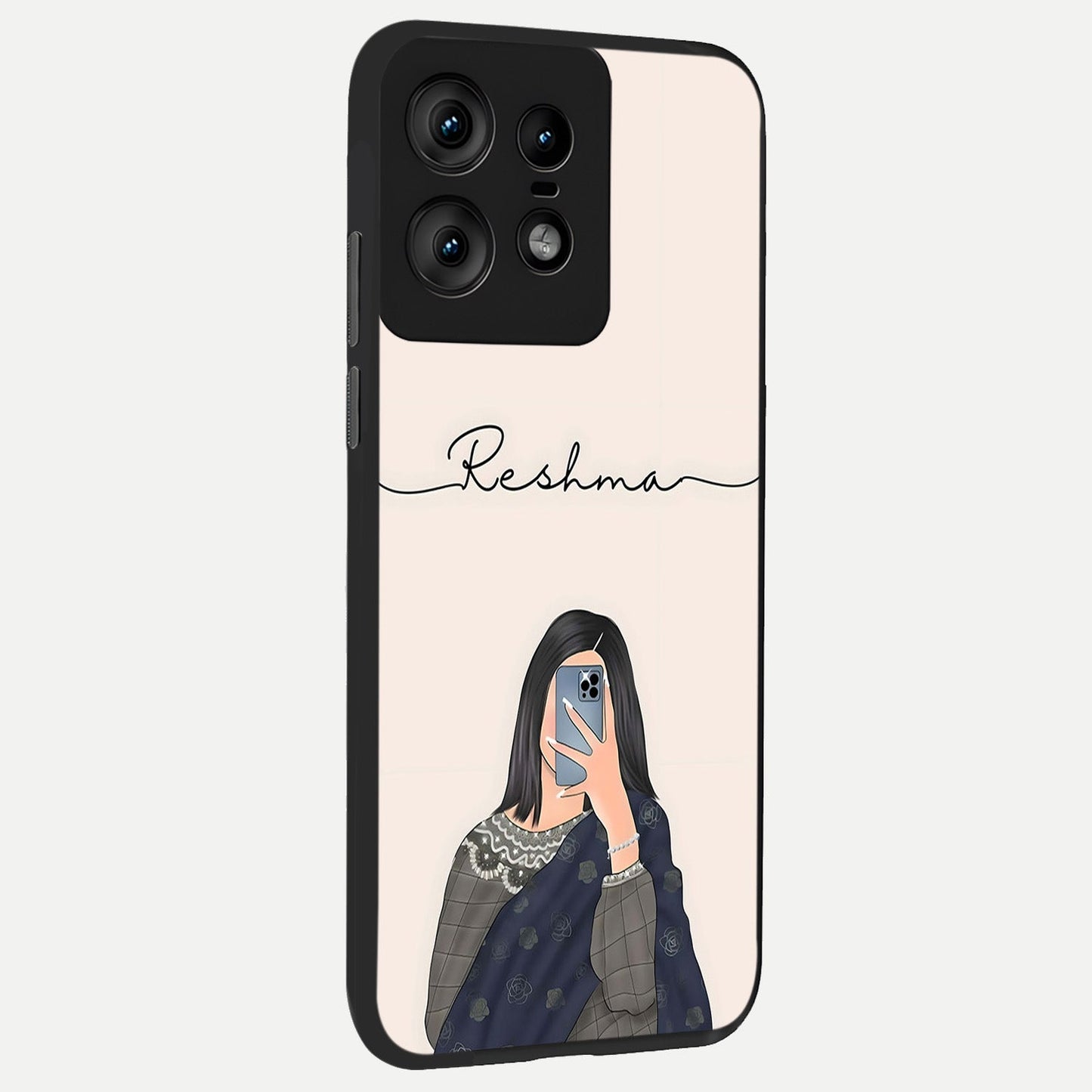 Mirror Mood Muse With Custom Name back cover For Moto Edge50 Pro slim fit glass case with vibrant aesthetic design