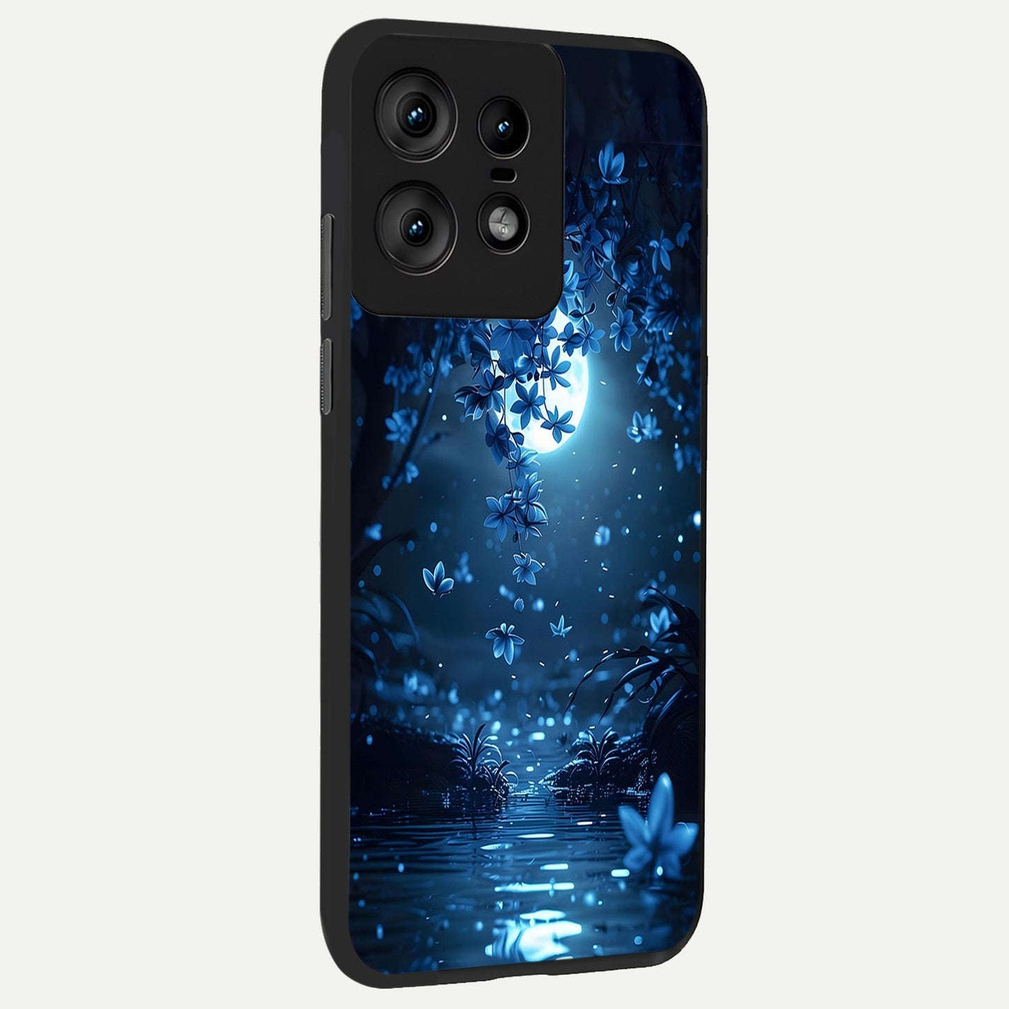 Moonlight Petal Dream back cover For Moto Edge50 Pro slim fit glass case with vibrant aesthetic design