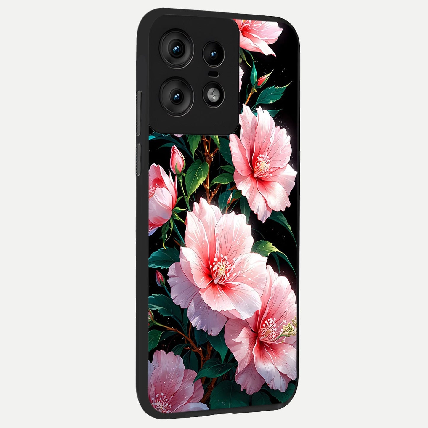 Peach Flower back cover For Moto Edge50 Pro slim fit glass case with vibrant aesthetic design