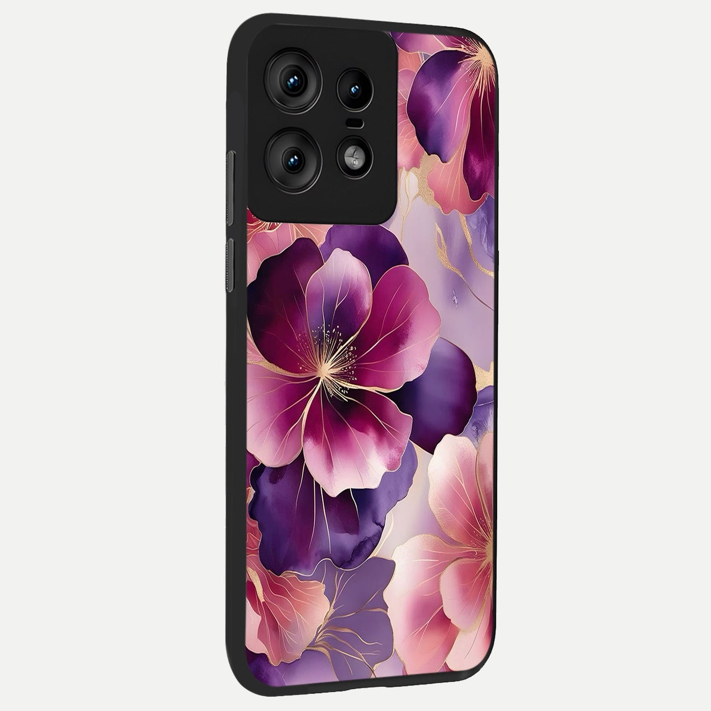 Pink Bouquet Florals back cover For Moto Edge50 Pro slim fit glass case with vibrant aesthetic design