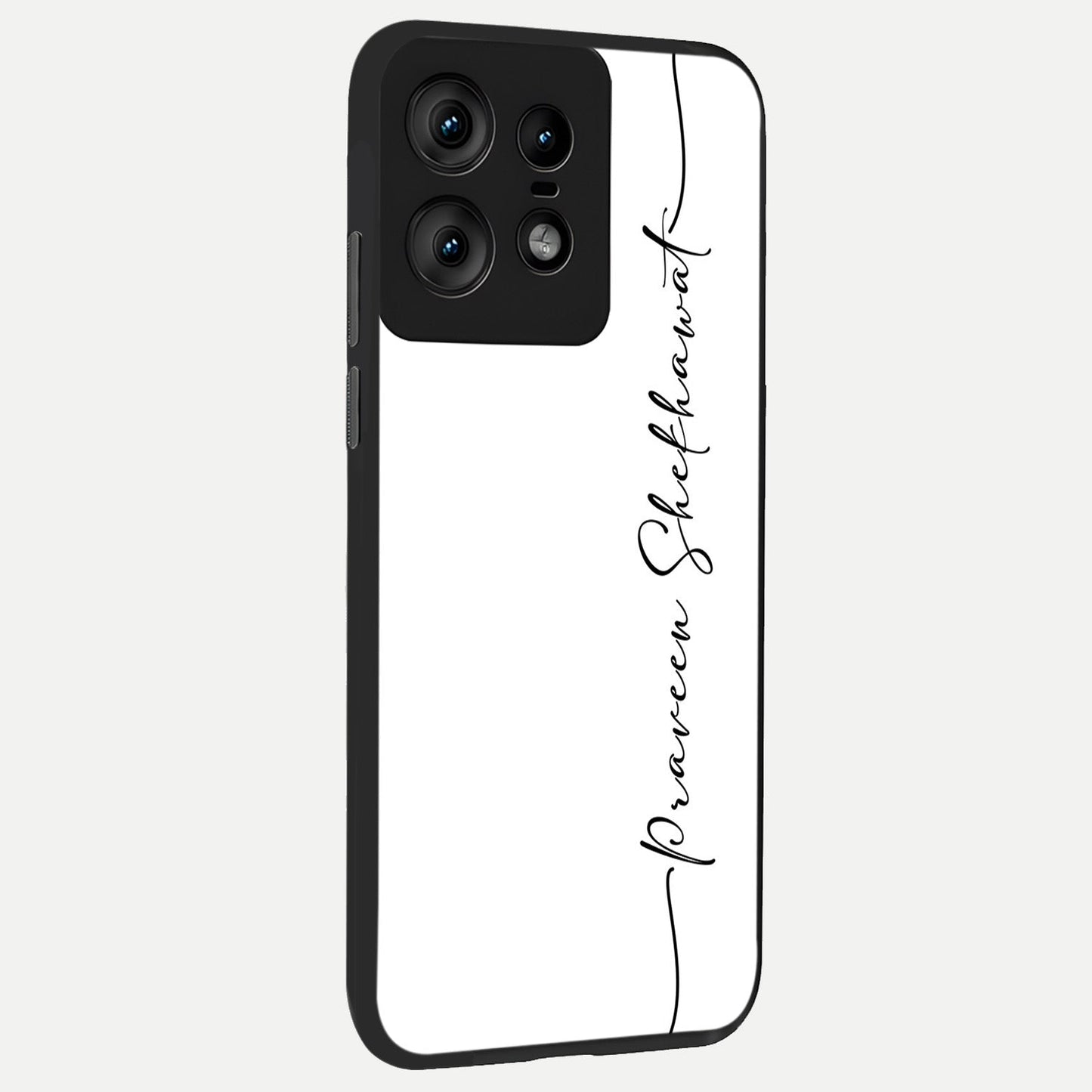 White Tune Custom Name back cover For Moto Edge50 Pro slim fit personalized glass case with aesthetic design