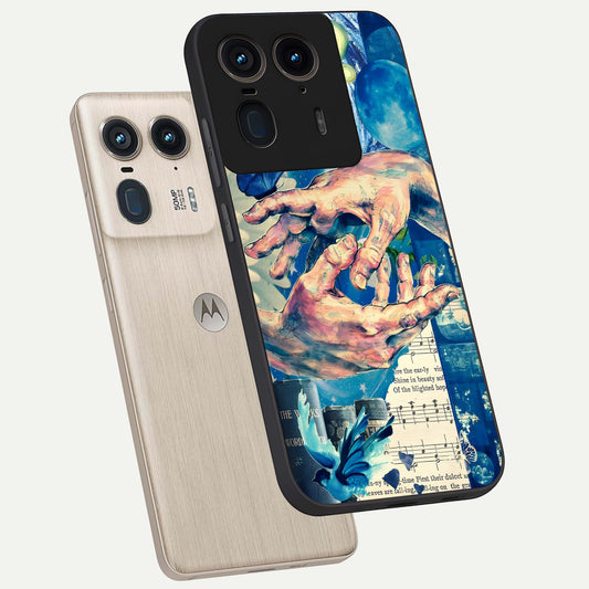 Aesthetic Divider phone case For Moto Edge 50 Ultra showing premium glass back cover with detailed artwork