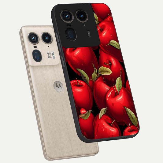 Apple Pattern phone case For Moto Edge 50 Ultra showing premium glass back cover with detailed artwork