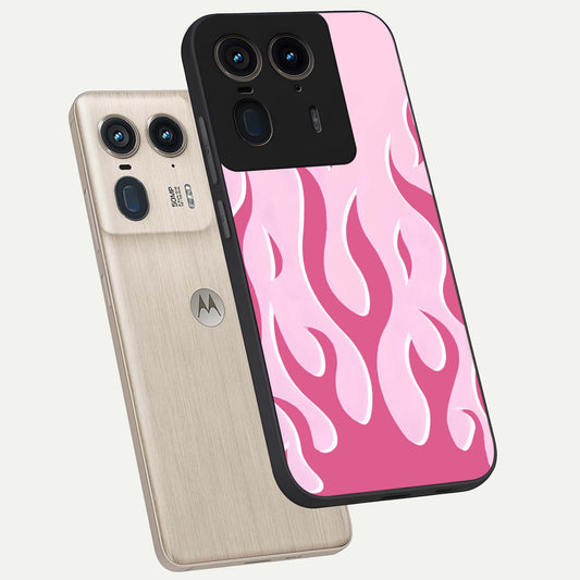Blush Flame Energy phone case For Moto Edge 50 Ultra showing premium glass back cover with detailed artwork