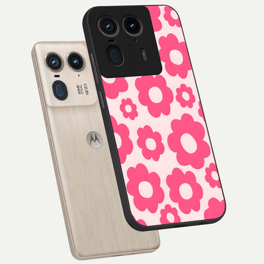 Blush Flower Pop phone case For Moto Edge 50 Ultra showing premium glass back cover with detailed artwork