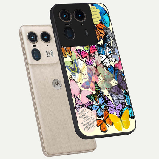 Butterflies Petal Dream phone case For Moto Edge 50 Ultra showing premium glass back cover with detailed artwork