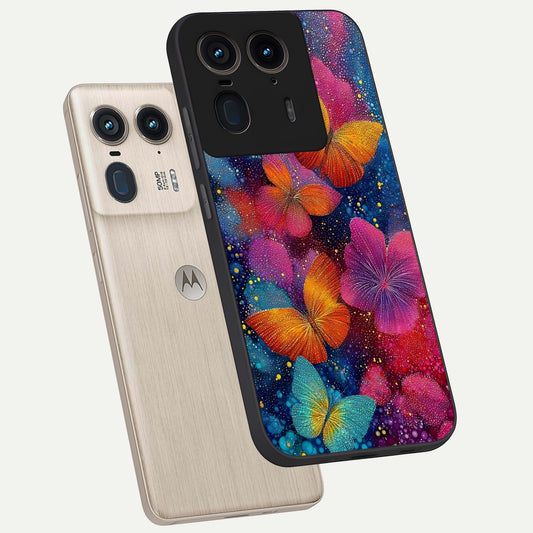 Butterfly Dream Mist phone case For Moto Edge 50 Ultra showing premium glass back cover with detailed artwork