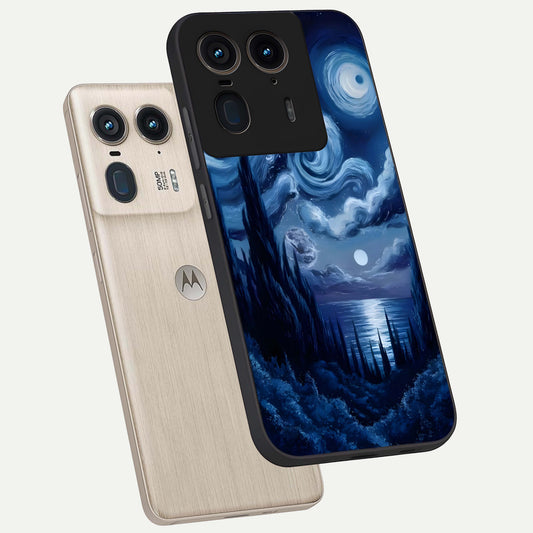 Celestial Dream Van Gogh phone case For Moto Edge 50 Ultra showing premium glass back cover with detailed artwork