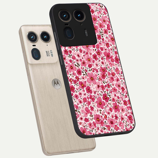 Cherry Blossom Charm phone case For Moto Edge 50 Ultra showing premium glass back cover with detailed artwork