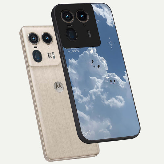 Cloud Bunny Dreams phone case For Moto Edge 50 Ultra showing premium glass back cover with detailed artwork