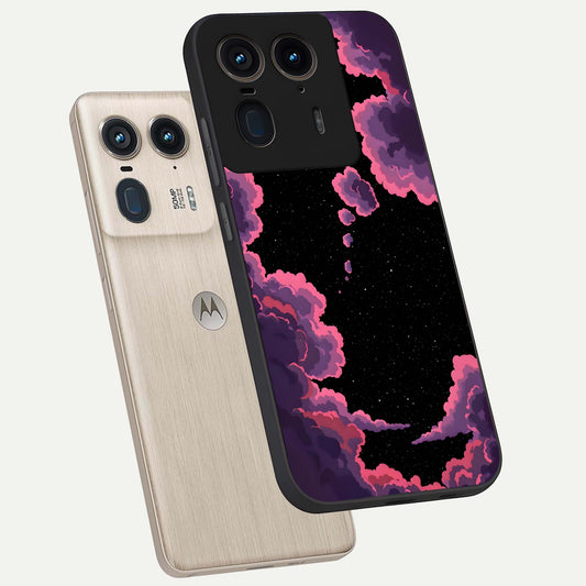 Cosmic Cloud Journey phone case For Moto Edge 50 Ultra showing premium glass back cover with detailed artwork