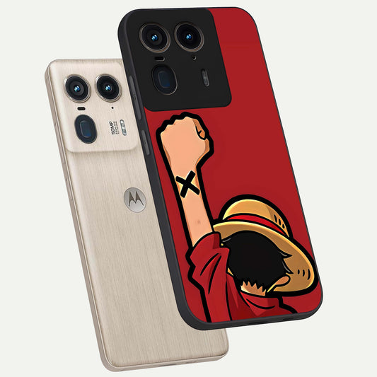 Luffy X Spirit phone case For Moto Edge 50 Ultra showing premium glass back cover with detailed artwork