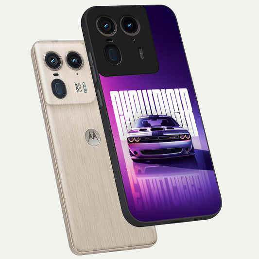 Midnight Muscle Ride phone case For Moto Edge 50 Ultra showing premium glass back cover with detailed artwork