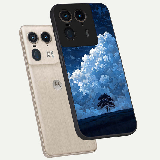 Midnight Sky Serenity phone case For Moto Edge 50 Ultra showing premium glass back cover with detailed artwork