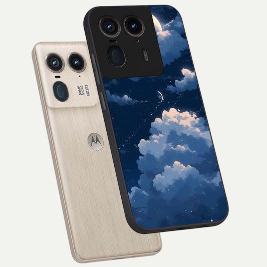 Moon Dream Haze phone case For Moto Edge 50 Ultra showing premium glass back cover with detailed artwork