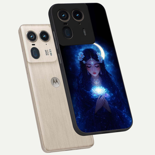 Mystic Moon Queen phone case For Moto Edge 50 Ultra showing premium glass back cover with detailed artwork
