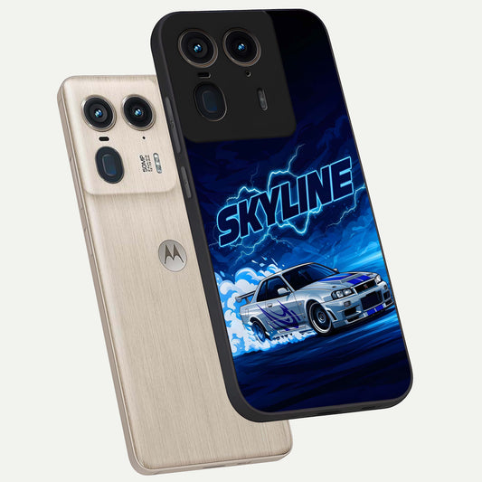 Neon Drift Beast phone case For Moto Edge 50 Ultra showing premium glass back cover with detailed artwork