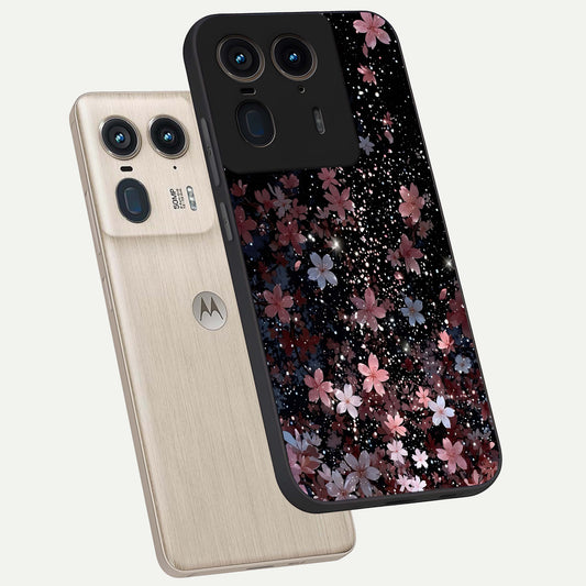 Starlit Flower Dreams phone case For Moto Edge 50 Ultra showing premium glass back cover with detailed artwork