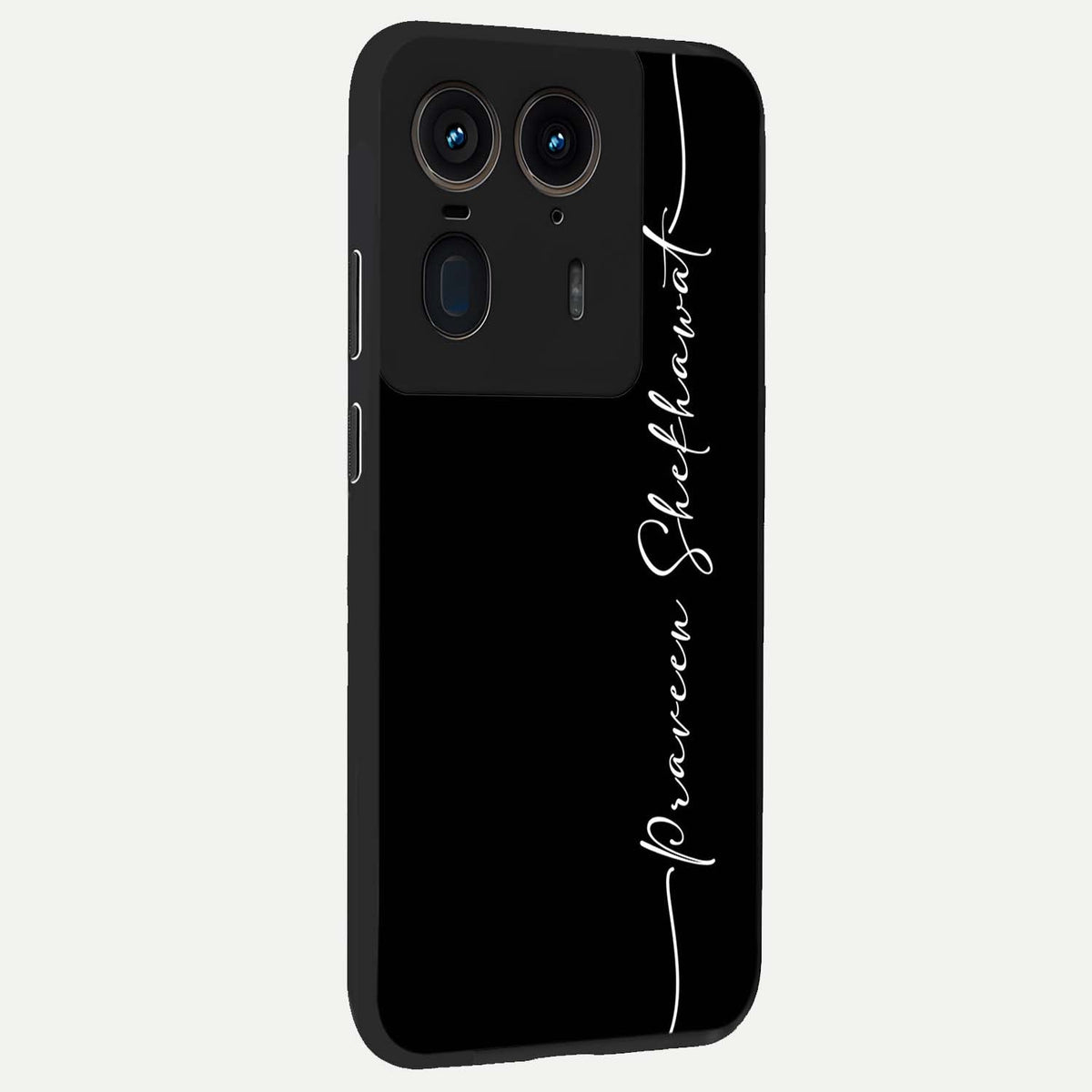 Black Tune Custom Name back cover For Moto Edge 50 Ultra slim fit glass case with vibrant aesthetic design