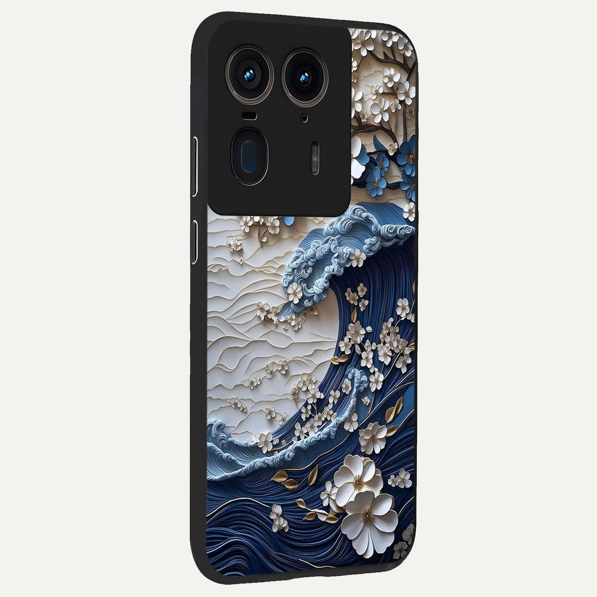 Blossom Wave Art back cover For Moto Edge 50 Ultra slim fit glass case with vibrant aesthetic design