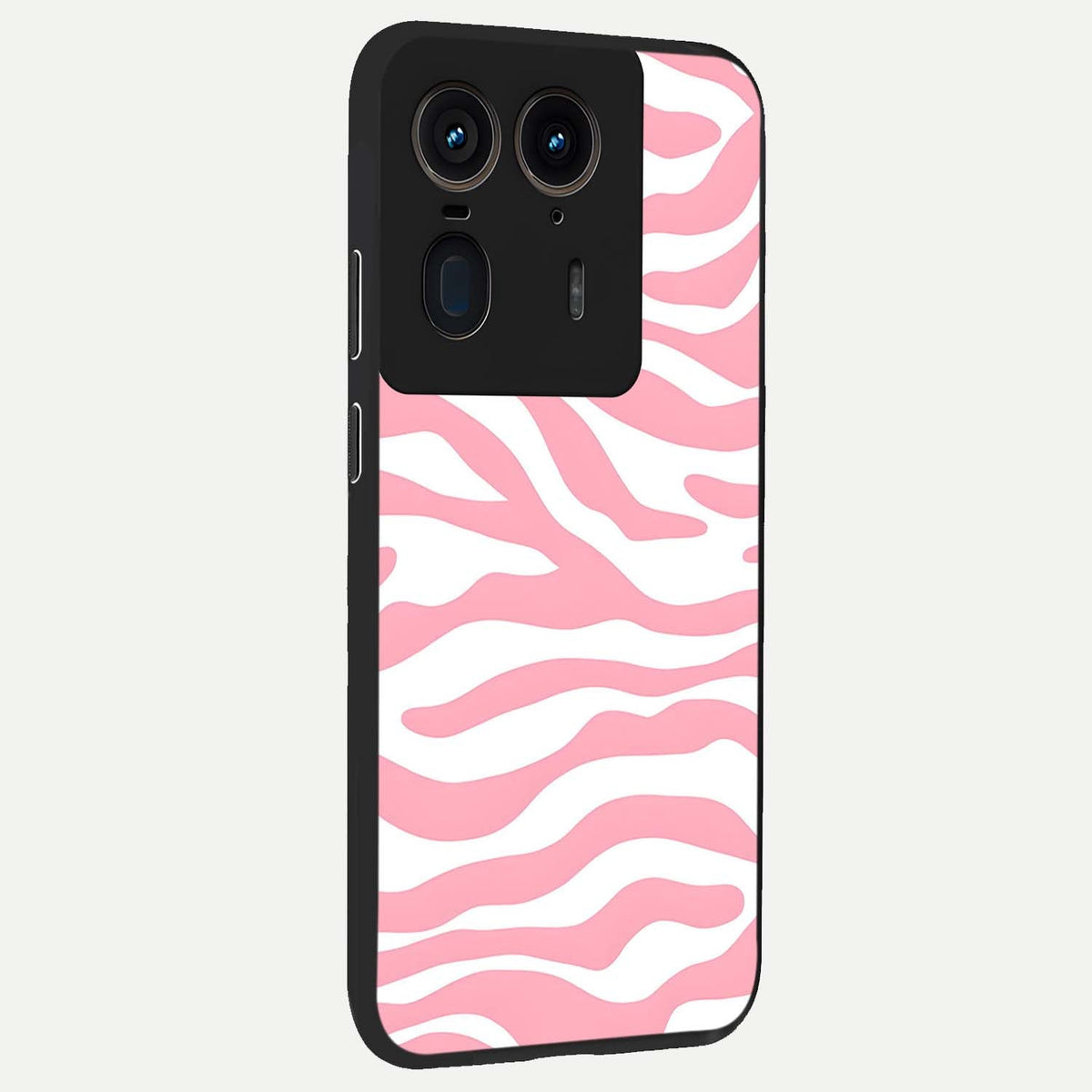 Blush Zebra Flow back cover For Moto Edge 50 Ultra slim fit glass case with vibrant aesthetic design