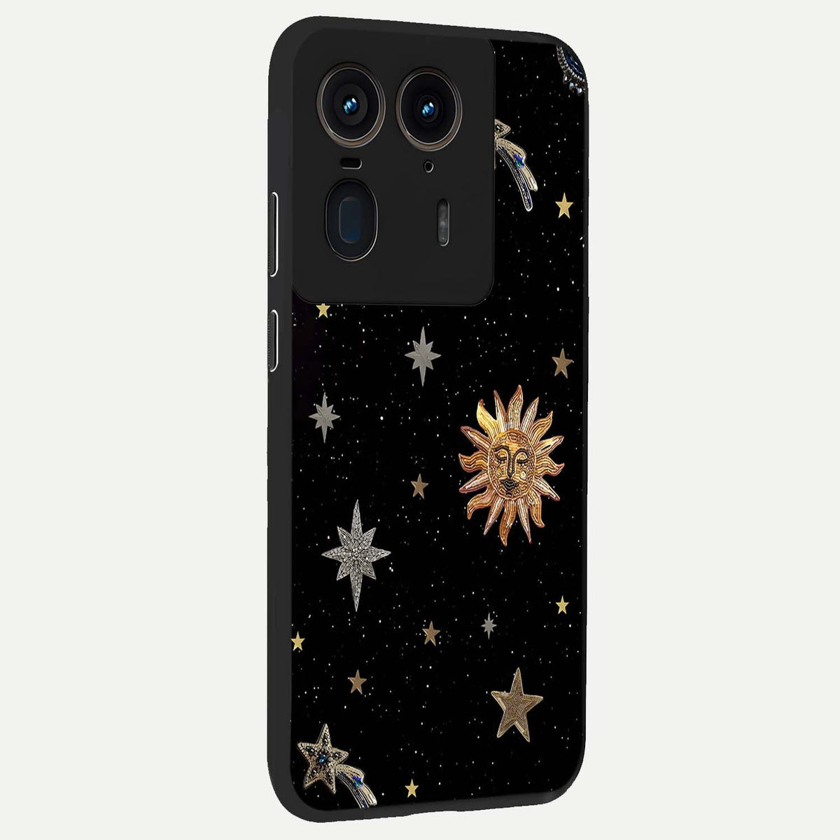 Celestial Moon With Stars back cover For Moto Edge 50 Ultra slim fit glass case with vibrant aesthetic design