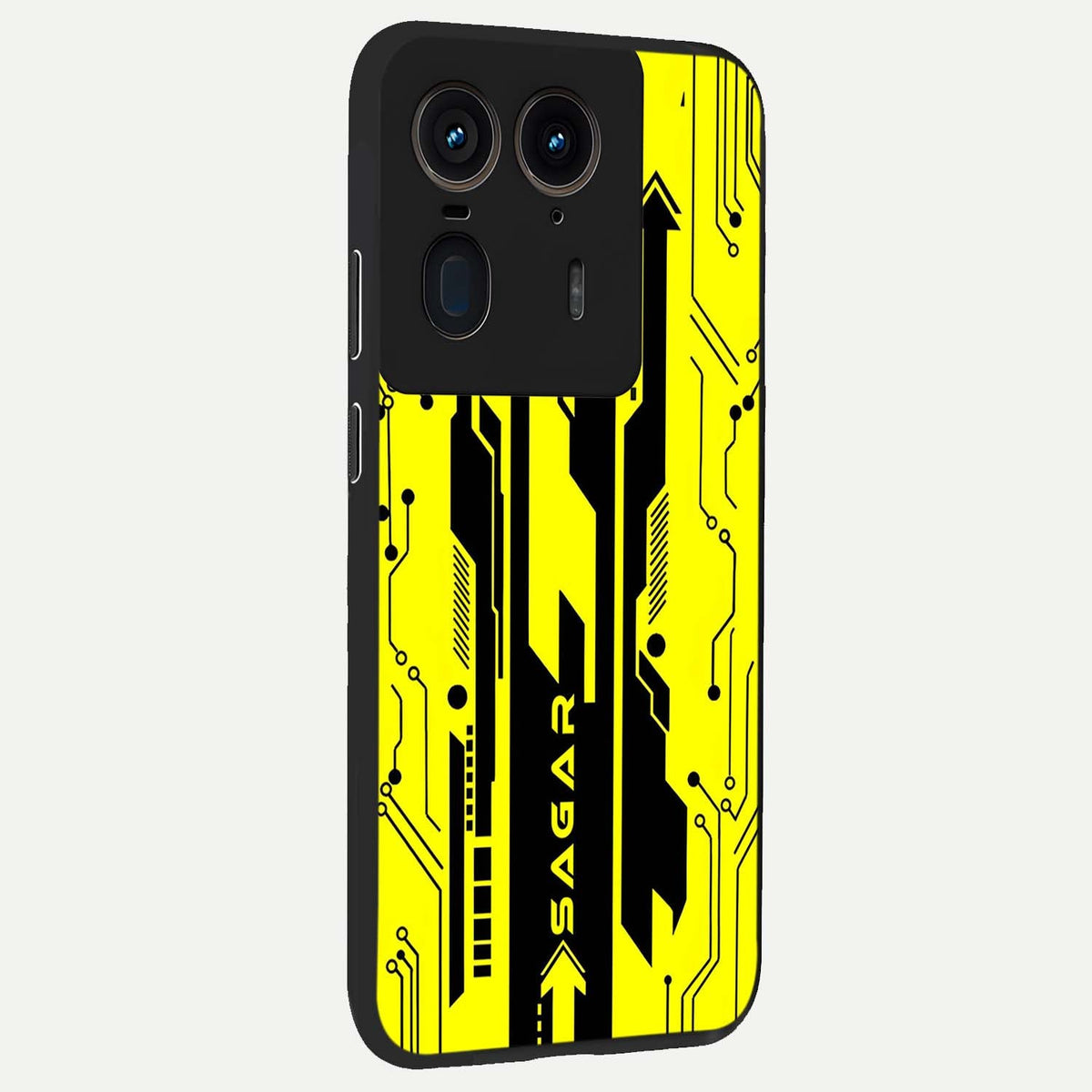 Electric Pulse CYBERPUNK Custom Name back cover For Moto Edge 50 Ultra slim fit glass case with vibrant aesthetic design
