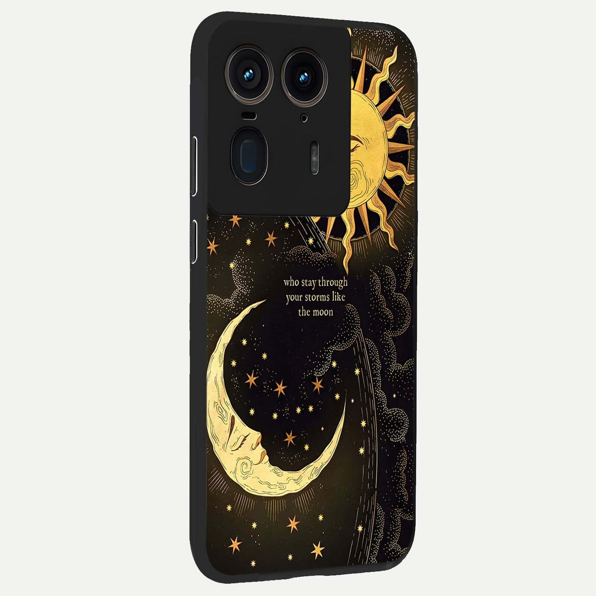 Golden Lunar Love back cover For Moto Edge 50 Ultra slim fit glass case with vibrant aesthetic design