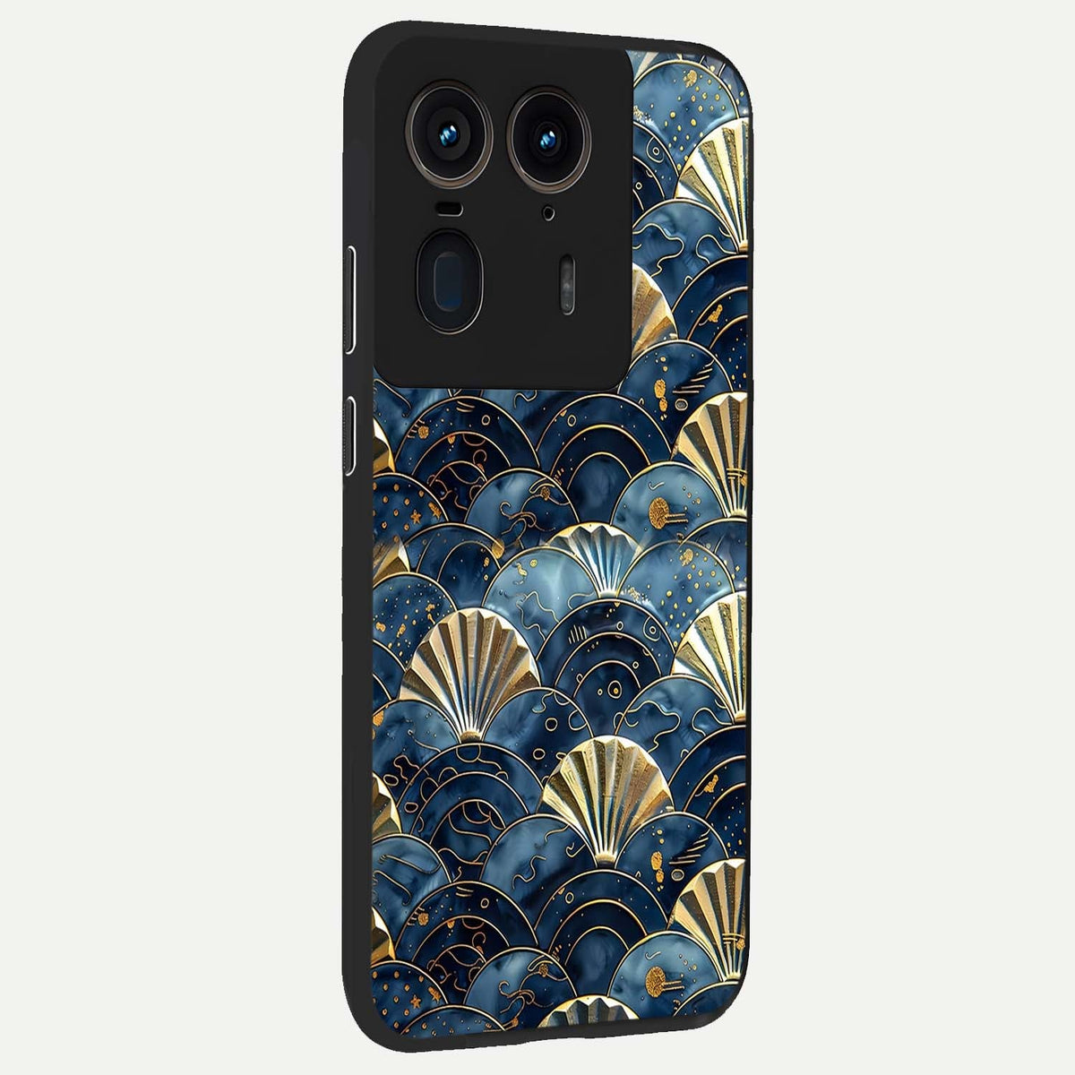 Golden Wave Luxe back cover For Moto Edge 50 Ultra slim fit glass case with vibrant aesthetic design