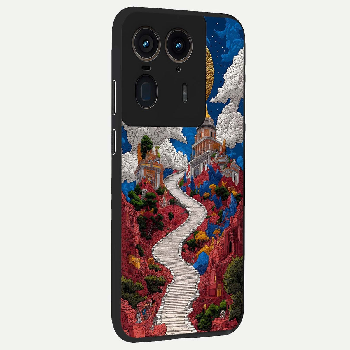Heavenly Moon Path back cover For Moto Edge 50 Ultra slim fit glass case with vibrant aesthetic design
