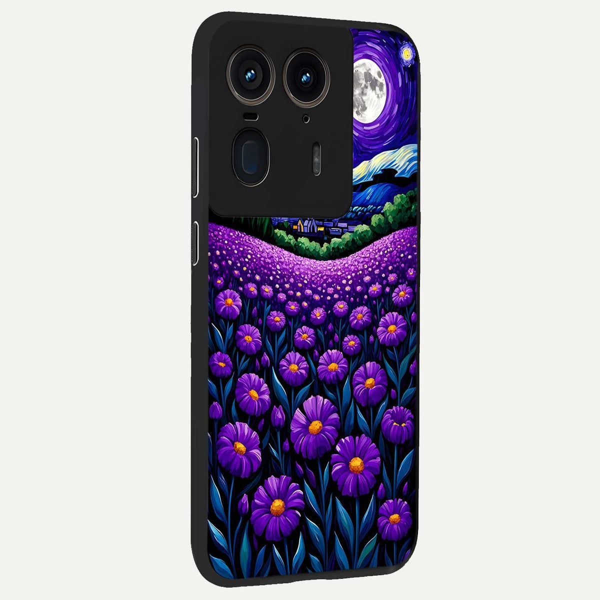Lavender Moon Field back cover For Moto Edge 50 Ultra slim fit glass case with vibrant aesthetic design