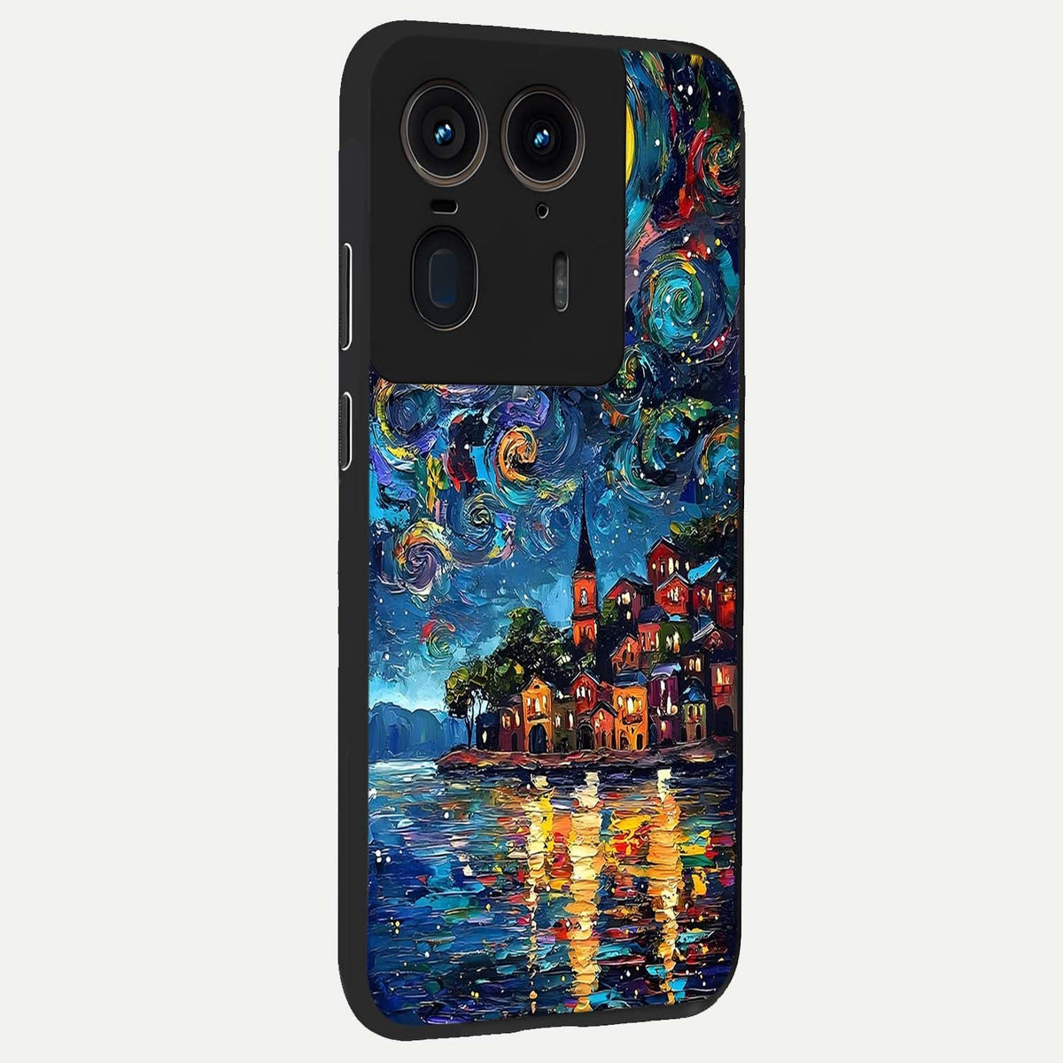 Moonlight Harbor Glow back cover For Moto Edge 50 Ultra slim fit glass case with vibrant aesthetic design